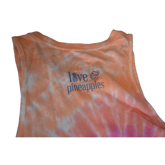 Love & Pineapples Tie-Dye Tank Top - Sunshine & Feelin' Fine Graphic - S - Picture 5 of 6